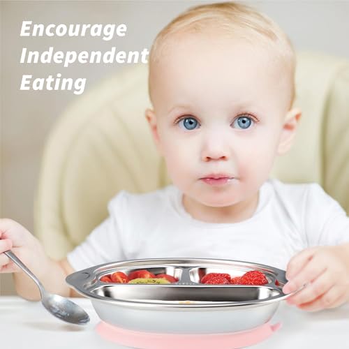 MR CHOU Suction Toddler Plate Pink 1