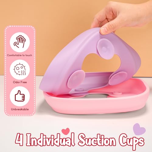 Teenyyou 2 Pcs Porcelain Plates with Silicone Sleeves for Toddlers