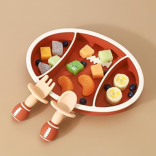 Linowos Toddler Plates 3 Compartment Suction BPA Free