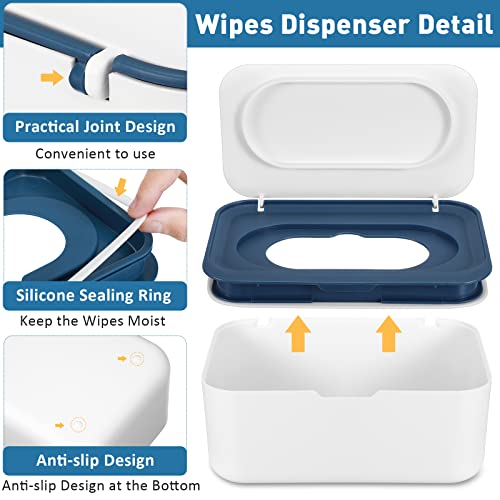 Sumind 6 Pack Wipe Dispenser with Lids Dark Blue and Dark Gray