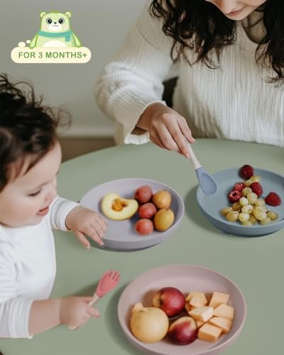 Onyucean Classic Suction Plates for Kids 3-Pack BPA Free
