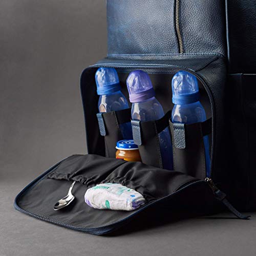 Capra Leather Blue Diaper Bag Backpack Multi Functional with Changing Pad