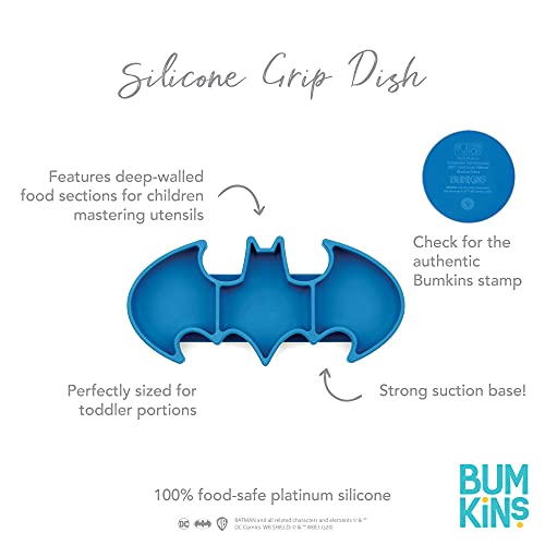 Bumkins Toddler Suction Plate with Sticky Base - Batman Blue