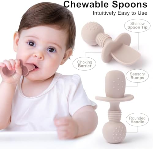 Eascrozn Silicone Baby Feeding Set 2 Pack with Divided Plates and Utensils