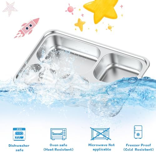 Bakpoco Stainless Steel Divided Plate 2 Pack 5 Sections