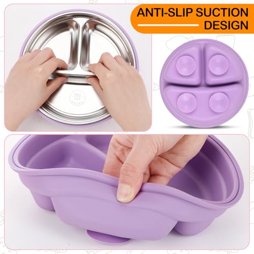Nuogo 2 Pcs Stainless Steel Baby Suction Plates