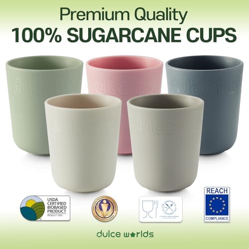 Dulce Worlds SUGARCANE Kids Cup 10 oz - 5 Pack Gray Pink 1