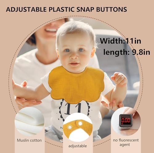 MUSBUY 12-Piece Baby Bibs Muslin Cotton Drooling Teething Bibs for Babies