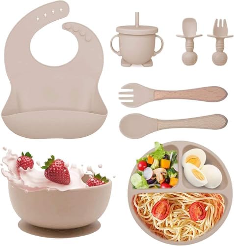 QIKOKU 8-Piece Baby Feeding Set with Suction Cup