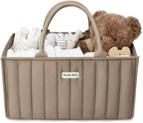 Blissful Diary Baby Diaper Caddy Organizer Mocha Brown