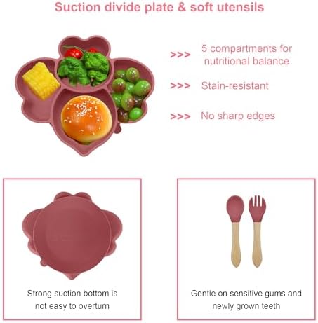Silicone Baby Feeding Set 14pcs Dark Pink