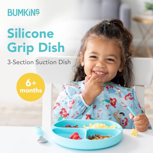 Bumkins Silicone Grip Dish - Self-Feeding Plate BPA Free Blue-GD 1 Count