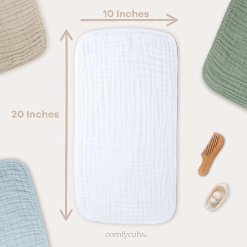 Comfy Cubs Muslin Burp Cloths Pack of 10 - 20x10 White