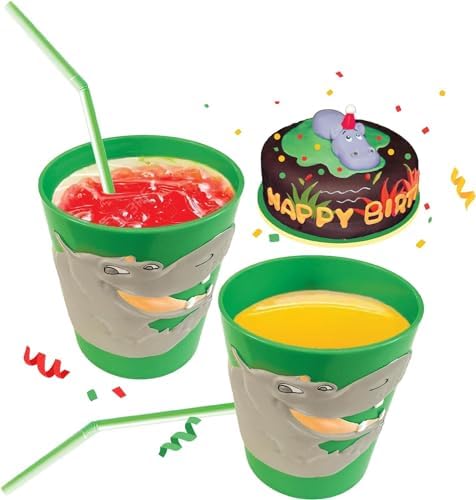 Lilys Home 3D Hippo Tumbler - 10oz BPA-Free Durable 2-Pack Grey