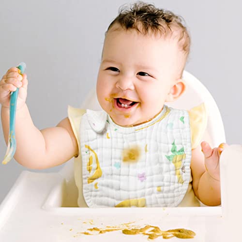 Zainpe 6Pcs Snap Muslin Baby Bibs with 6 Layers
