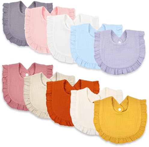 DOSMINE Muslin Baby Bibs 10 Pack for Boys Girls