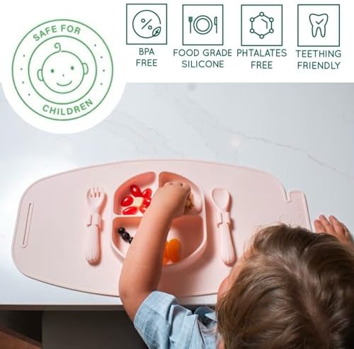 Modern Mini Silicone Suction Plate with Fork Spoon
