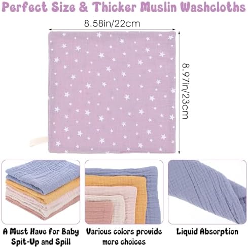 12Pcs Baby Muslin Washcloths Set for Newborn and Kids