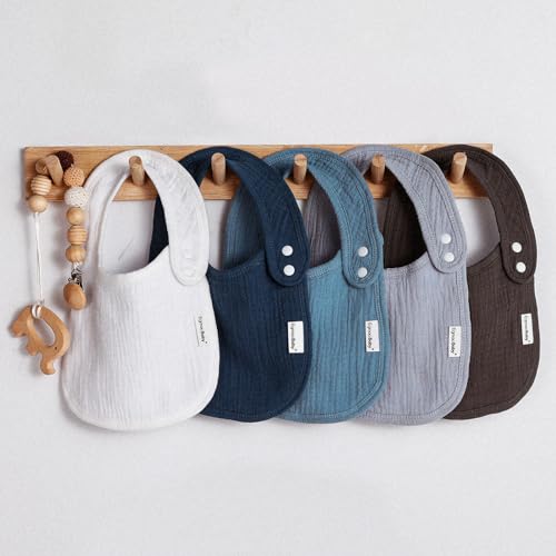 Organic Muslin Bibs 5 Pack for Baby Boys Girls 1
