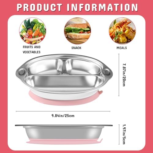 Mrs Chou Pink Stainless Steel Baby Suction Plates