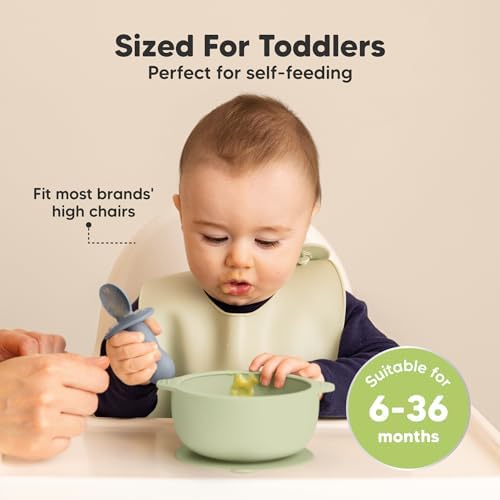 KeaBabies 2-Pack Suction Baby Bowls with Lids and 12-Pack Food Containers