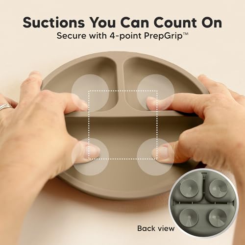 KeaBabies Suction Plates - 3-Pack BPA-Free Toddler Plates with Strong Grip