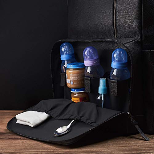 Capra Leather Black Diaper Bag Backpack