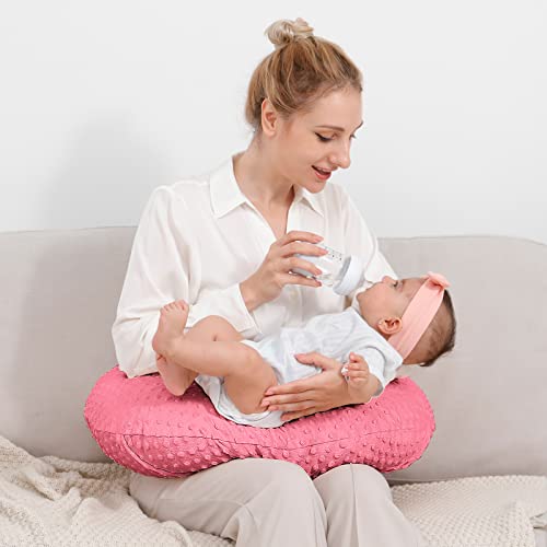 QUENESS Nursing Pillow with Soft Cover for Breastfeeding and Tummy Time