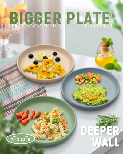 Qyeejong Classic Toddler Plates 3 Pack Suction Non-Slip 1