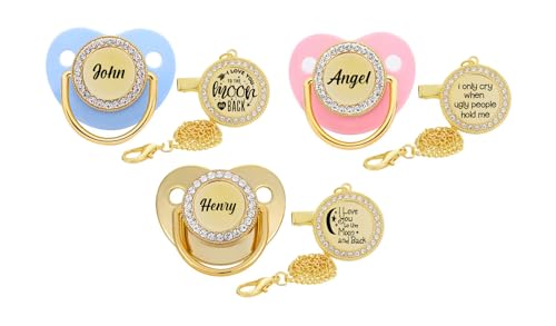 Personalized Pacifier Set with Clip for Baby Boy or Girl