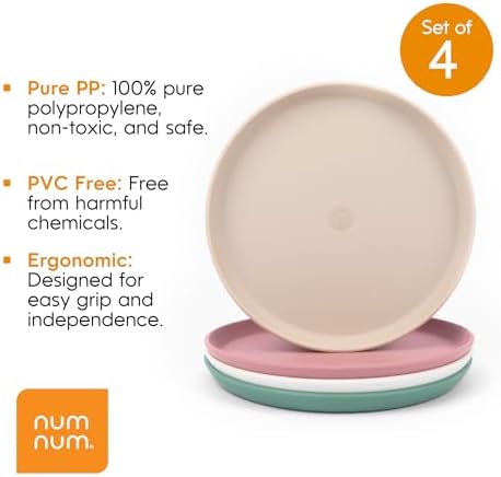 NumNum Toddler Plates Set - 4-Pack BPA-Free Non-Toxic