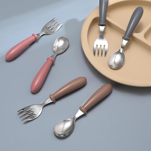 6 Piece Toddler Utensils Set with Soft Round Handles