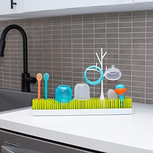 Boon Patch Countertop Baby Bottle Drying Rack - Green and White 1