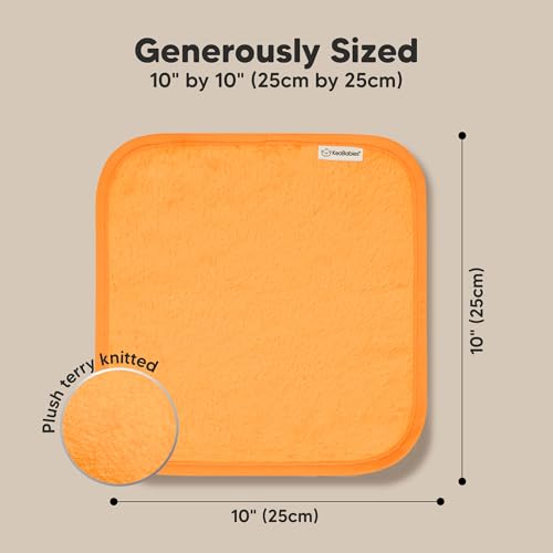 KeaBabies 6-Pack Bamboo Washcloths - Carrot 10x10 Soft for Babies