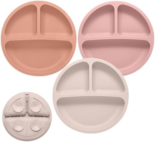 Eascrozn Toddler Plates 3 Pack Suction Food Grade Silicone