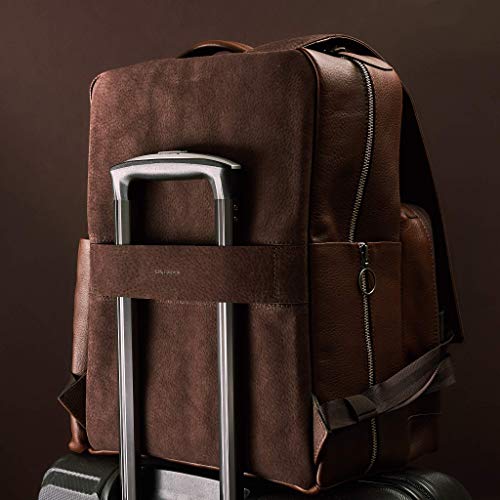 Brown Leather Diaper Bag Backpack with Changing Pad