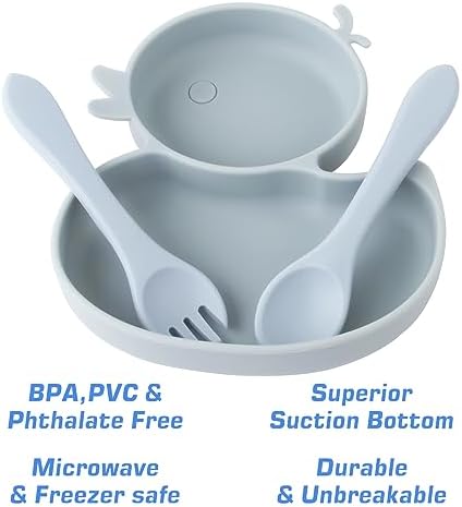 Nohlerlife Baby Suction Plate with Fork Spoon