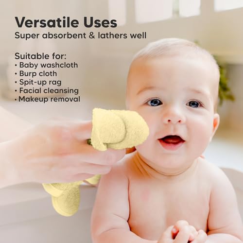 KeaBabies 6-Pack Bamboo Washcloths - Carrot 10x10 Soft for Babies
