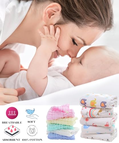 La Belle Beeno 11-Pack Baby Muslin Burp Cloths Washcloths