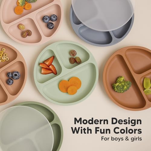 KeaBabies Suction Plates with Lids - 3-Pack