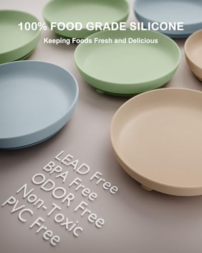 Onyucean Classic Suction Plates for Kids 3-Pack BPA Free