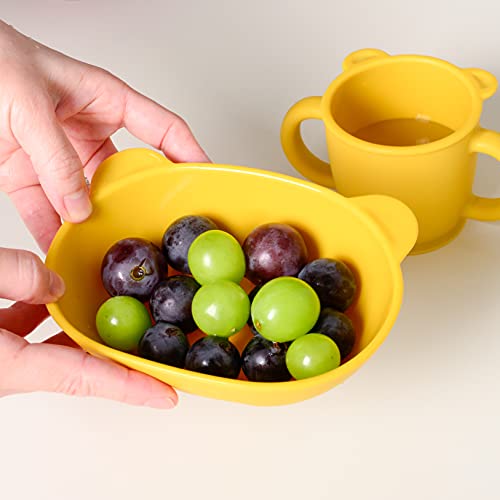 Blue Ginkgo Silicone Bear Bowls - Dishwasher Safe for Baby and Toddlers