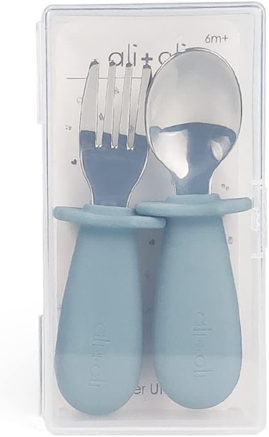 AliOli Toddler Spoon Fork Learning Set Powder Blue