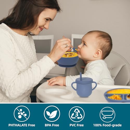 Dormlony 100 Silicone Baby Feeding Set Navy Blue