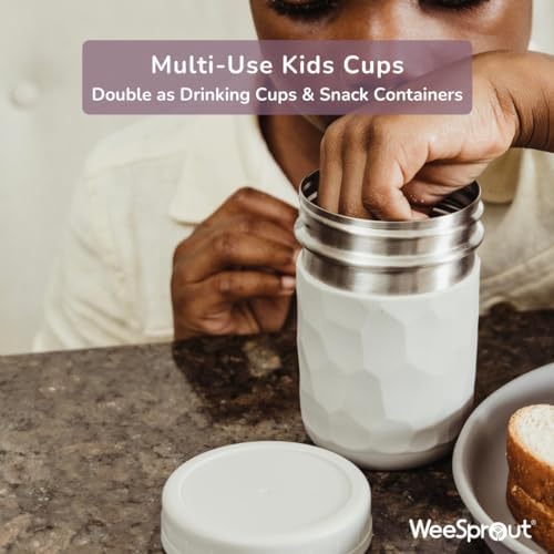 WeeSprout 2-in-1 Stainless Steel Kids Cups Set of 4