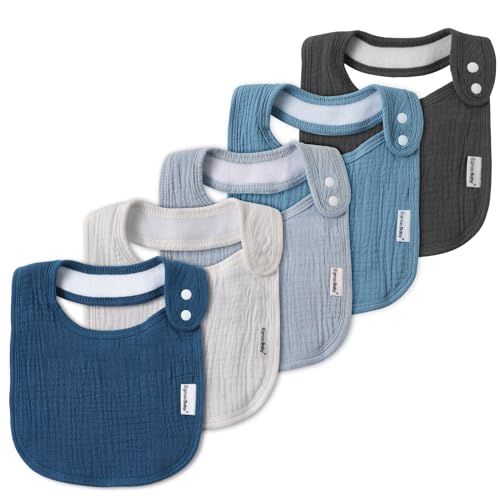 Organic Muslin Bibs 5 Pack for Baby Boys Girls 1
