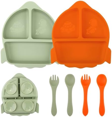 Nohlerlife Toddler Weaning Plate Set with Cutlery 1