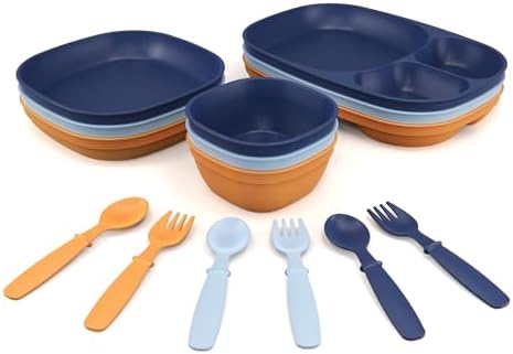 MightyMoe 15-Piece Toddler Dinnerware Set - Sunset