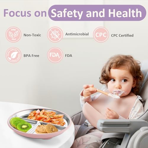 Bakpoco Stainless Steel Toddler Plate with Suction