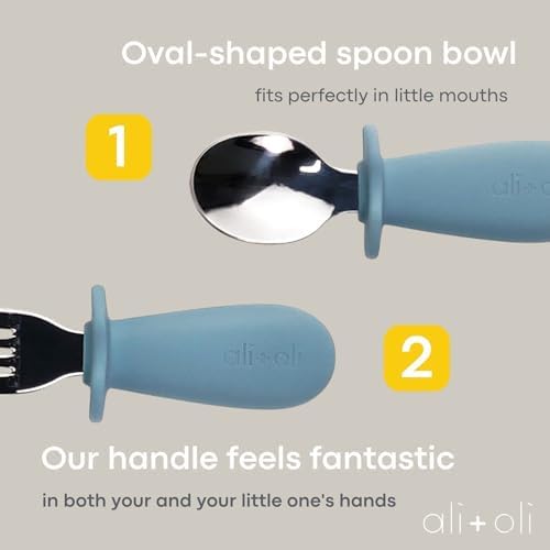 AliOli Toddler Spoon Fork Learning Set Powder Blue